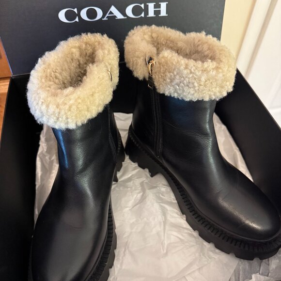 Never worn - Coach Jane Leather Black Natural - CD220, US Size 6 - Picture 1 of 5